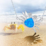 Blue Opal Necklace 925 Sterling Silver Crab Necklace,Cancer Zodiac Animal  Jewelry for Women, Animal Jewelry for Mom