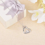 925 Sterling Silver Two Heart Elephant Pendant Necklace Good Luck Dream Gift Jewelry for Women Girlfriend