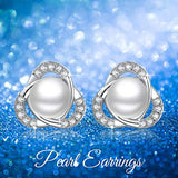 Pearl Stud Earrings for Women 925 Sterling Silver Elegant Hypoallergenic Earrings for Sensitive Ear Birthday Mothers Day Gifts for Mom Daughter