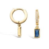 Yellow Gold plated Small Huggie Hoop Earrings Created Sapphire CZ Tiny Dangle Drop Earrings for Women