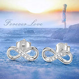 Women 925 Sterling Silver Infinity Studs Earrings Love Round Cut CZ Diamond Jewelry Women Girls Gift for Mother’s Day