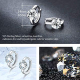 Huggie Earrings 925 Sterling Silver Huggie Hoop Earrings,Hypoallergenic Round Cut Cubic Zirconia Earrings Gift For Women