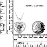 Heart Locket Necklace Locket Necklace That Holds Pictures 925 Sterling Silver Rose Flower Photo Necklace Picture Locket Necklace For Women (A-Rose Flower Locket Necklace)