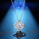 925 Sterling Silver Lucky Round Necklace Cubic Zirconia Pendant  Necklaces Jewelry Gift Box for Women