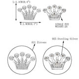925 Sterling Silver Cubic Zirconia Elegant Crown Daily Stud Earrings Clear
