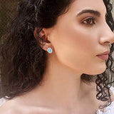 October Birthstone 925 Sterling Silver Created Blue Opal Stud Earrings Oval Gemstone Cubic Zirconia CZ Danity Fine Jewelry for Women Girls