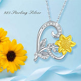 Mother's Day Gifts You Are My Sunshine Sunflower Necklace S925 Sterling Silver CZ Sunflower Necklace Jewelry for Women