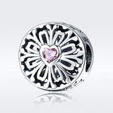 925 Sterling Silver Blooming heart Charm for Women Snake Bracelet Charm