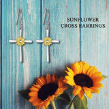 S925 Sterling Silver Dangle Drop Hooks Cross Sunflower Earrings Jewelry Gifts for Women Girls Birthday