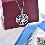 925 Sterling Silver Cubic Zirconia Tree of Life Family Pendant Necklace