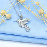 925 Sterling Silver Hummingbird Pendant Necklace,18