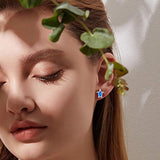 925 Sterling Silver Sea Turtle Stud Earrings Blue Opal October Birthstone Earrings Fine Jewelry for Women