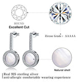 925 Sterling Silver Moonlight Shell Drop Earrings Cubic Zirconia Dangle Earrings for Women and Girls