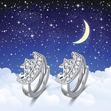 Moon and Stars Earrings, S925 Sterling Silver Cubic Zirconia Crescent Moon Earrings for Mothers Day Gifts