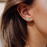 Turquoise Earrings Sterling Silver Created Blue Turquoise Stud Earrings December Birthstone Jewelry Gifts for Women Teen Girls Sister Wife Lover Friend Youself Her Mom Grandma