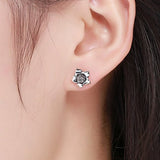 925 Sterling Silver  Gardenia Blossoming Flower cubic zirconia Stud Earring Fashion Fine Jewelry For Women