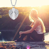 Sterling Silver Angel Wings Urn Necklaces for Ashes Eternity Keepsake Cremation urn Jewelry for Women