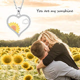 Cloud Sunflower Necklace For Women S925 Sterling Silver Sun Flower Love Heart Pendant Necklaces You Are My Sunshine