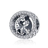 925 Sterling Silver Giraffe Family Charm for Women Snake Bracelet Charm