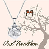 925 Sterling Silver Pearl Owl Pendant Necklace for Women Graduation Jewelry Gift with 10mm Pearl
