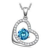  silver Cubic Zircon Heart Pendant Necklace