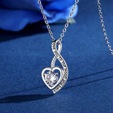 Heart Sterling Silver Necklace for Women CZ Heart Pendant I Love You to The Moon and Back Necklaces, Birthday Christmas Gifts for Girlfriend Wife - 18