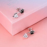 Sterling Silver Puppy paw Stud Earrings  Animal Stud Earrings for Women Girlfriend Daughter Gift