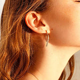 Yellow Gold  plated  Cubic Zirconia CZ Bar  Dangle Earrings Fashion Jewelry