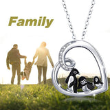 Penguin Family Necklace 925 Sterling Silver Penguin Heart Pendant Cute Animal Necklace Penguin Gifts for Women