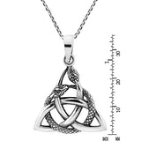 Interwoven Snakes Triquetra or Trinity Knot 925 Sterling Silver Pendant Necklace