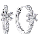 925 Sterling Silver Hoop Earrings Flower Dangle Earrings Jewelry for Women