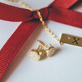 14K Gold Plated Sterling Silver Stud Earrings for Women | Pave CZ Mini Disc | Gold Earrings for Women