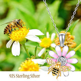 925 Sterling Silver Flower Bee Necklace Pendant  Jewelry For Women Girls for Her