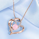S925  sterling silver Heart Necklace Gold Plated Cubic Zirconia Opal Pendant Necklaces for women