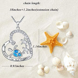 S925 Sterling Silver Mother Daughter Love Heart Sea Turtle Opal Necklace Animal Pendant Jewelry for Women
