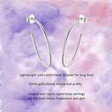 Gold Plated Sterling Silver Dainty Thin Tube Oval Half Open Post Hoop Earrings Jewelry