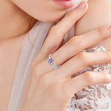 Rings for Women Butterfly Flower Rings 925 Sterling Silver Purple CZ Wrap Open Adjustable Finger Ring 5 6 7 8 9 Gifts for Women Girls