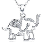 Elephant Pendant Necklace for Women, 925 Sterling Silver Girls Jewelry with Cubic Zirconia