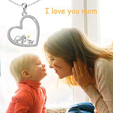 Mother Daughter Jewelry - 925 Sterling Silver Lucky Elephant Love in Heart Pendant Necklace for Women Girls