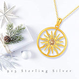 Sun Necklace 925 Sterling Silver Sunshine Pendant Necklace Sun Jewelry Stocking Stuffers for Women
