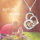 Sterling Silver Heart Necklaces for Mom Gifts for Mother Women,Engraved ' I Love You Forever ' on the Pendant Charm