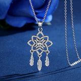 S925 Sterling Silver DreamCatcher Flower Necklaces Pendant for Women