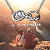 925 Sterling Silver Infinity Elephant Pendant Necklace, Good Luck Elephant Necklace for Women Ladies