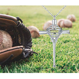 925 Sterling Silver Baseball Mask Cross Necklace Inspirational Gifts Strong Chain