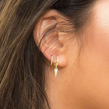  Silver Gold Plated Opal Mini Hoop Earrings