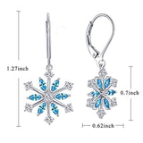 925 Sterling Silver Blue CZ Snowflake Leverback Earrings Drop & Dangle Earrings