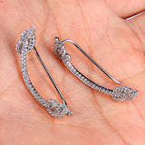 925 Sterling Silver CZ Knot Ear Cuff Wire Wrap Sweep Hook Wedding Earrings 1 Pair Clear