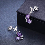 Silver Purple crystal Stud Earrings 