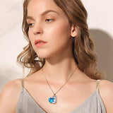 925 Sterling Silver Koala Bear Necklace Blue Crystal Heart Pendant Necklace Jewelry Gifts for Women Girlfriend