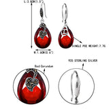 925 Sterling Silver Corundum Crystal Fashion Love Heart Leaf Teardrop Hook Earrings